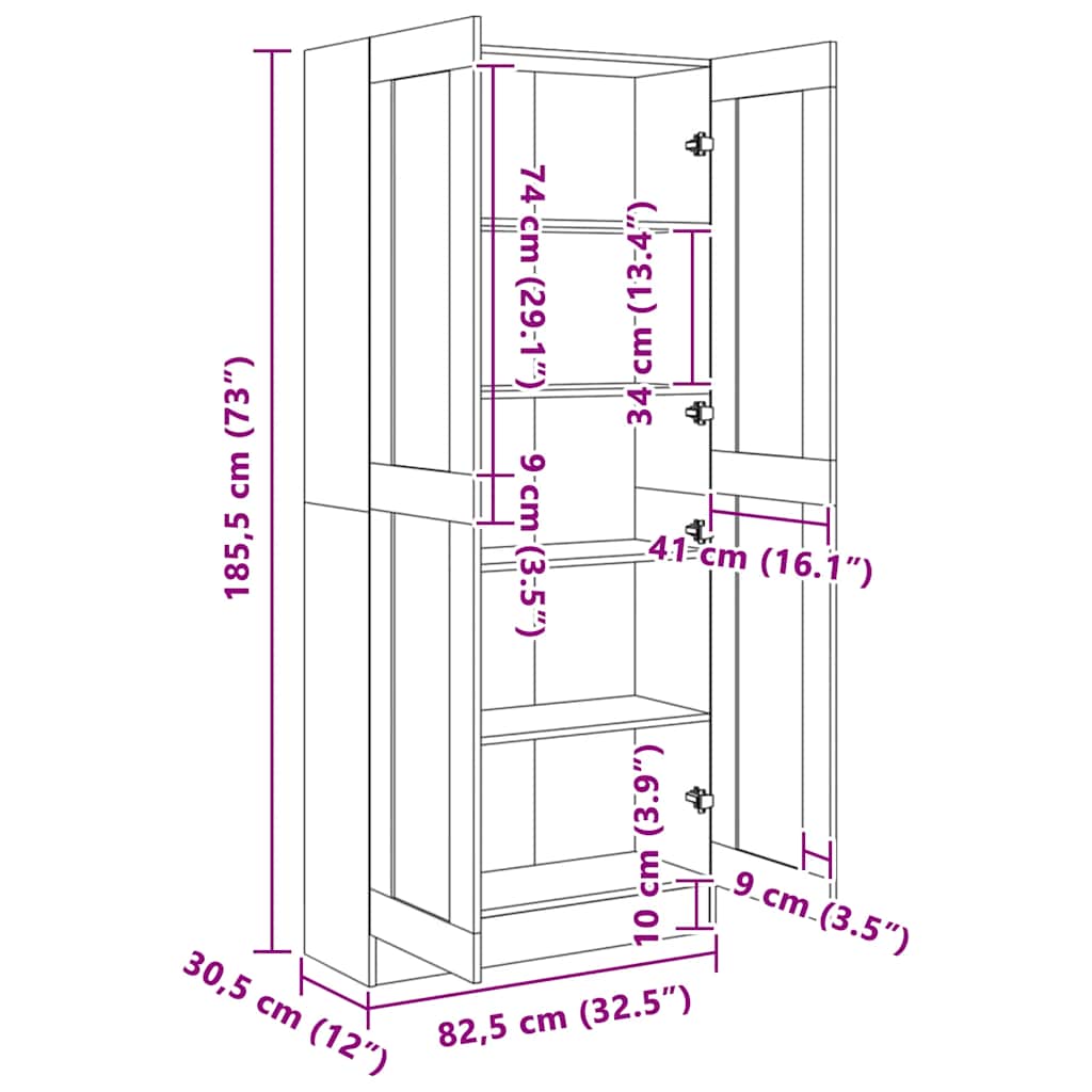 Bokhylle røkt eik 82,5x30,5x185,5 cm konstruert tre