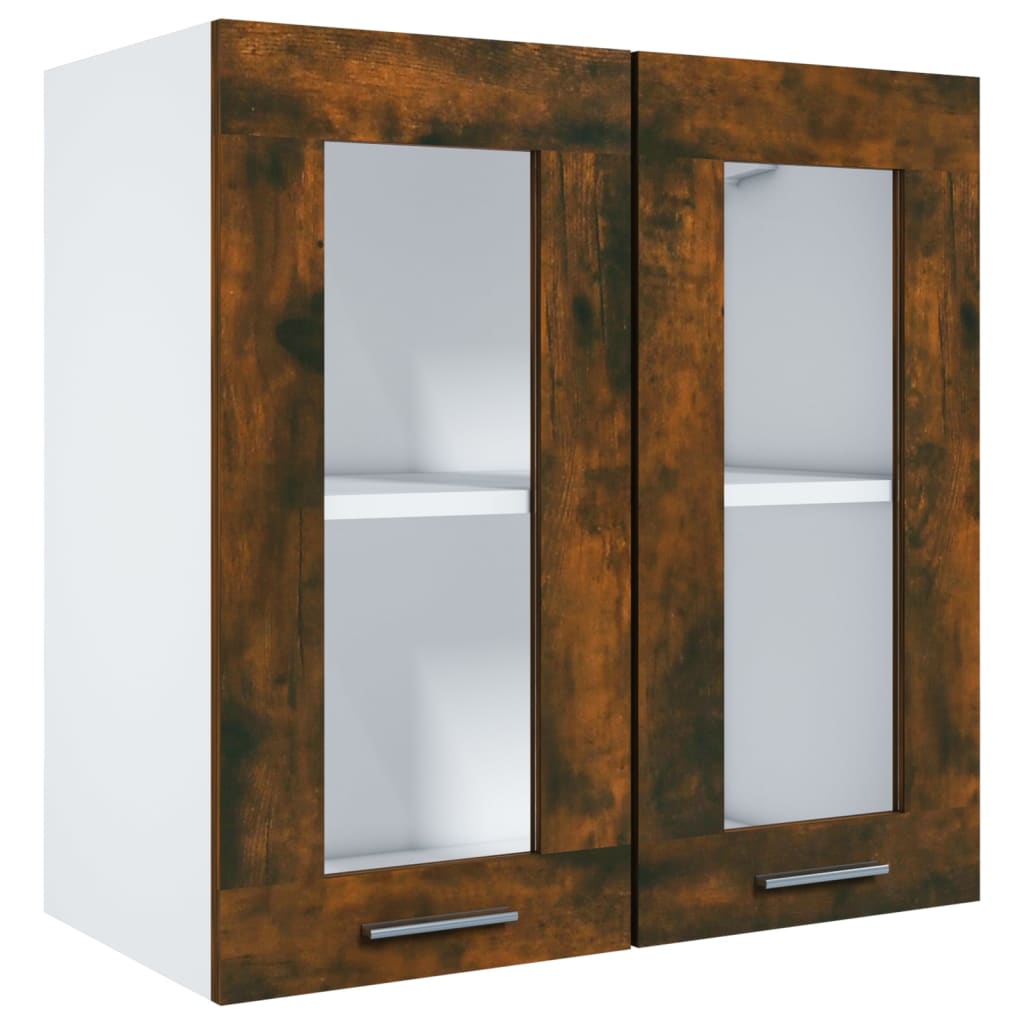 Vegghengt glasskap "Lyon" røkt eik 60x31x60 cm konstruert tre
