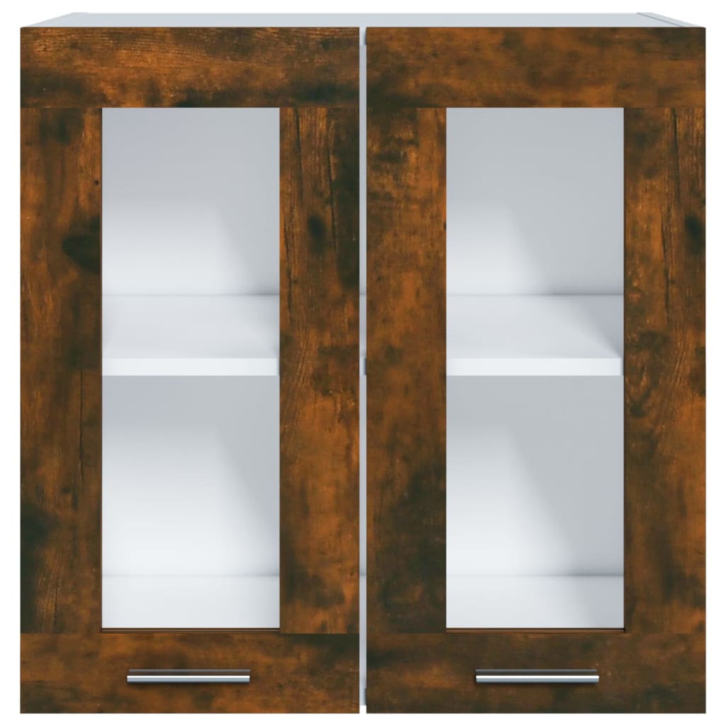 Vegghengt glasskap "Lyon" røkt eik 60x31x60 cm konstruert tre