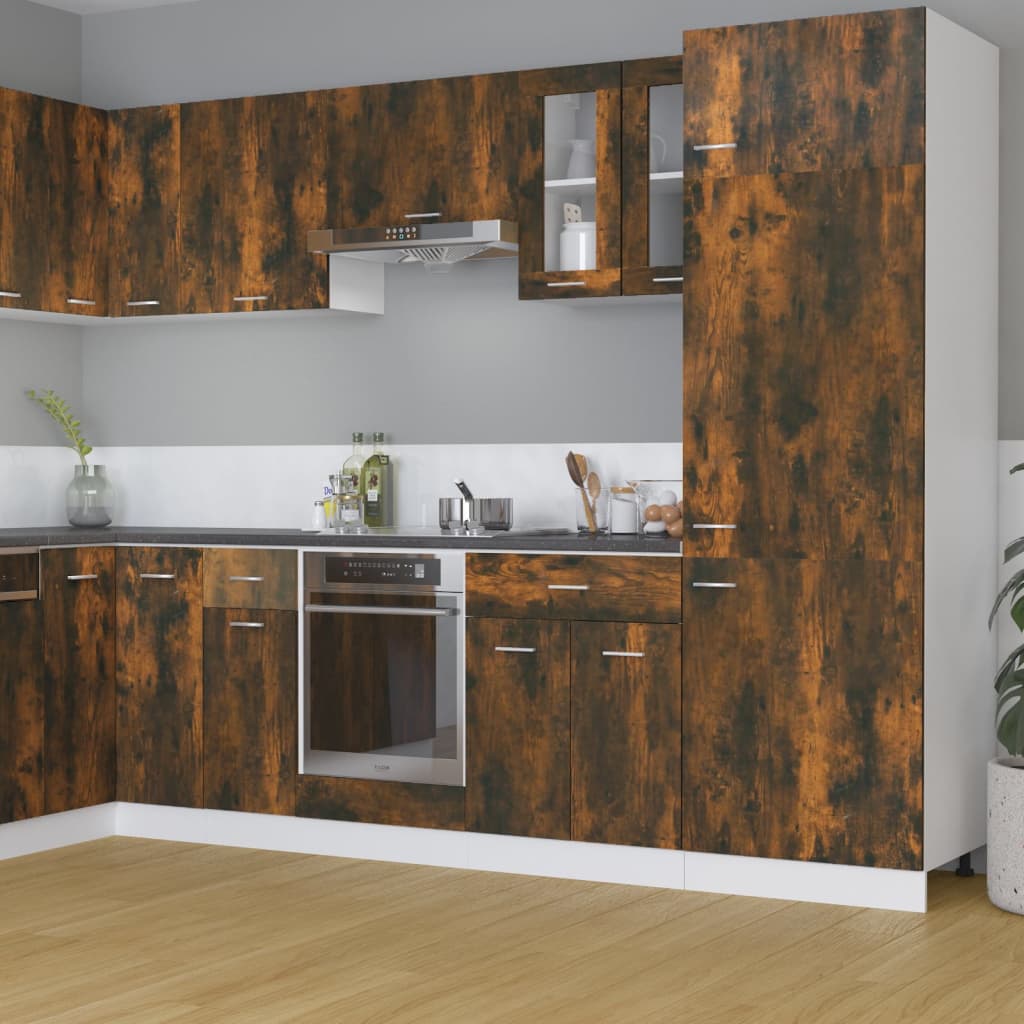 Vegghengt glasskap "Lyon" røkt eik 60x31x60 cm konstruert tre