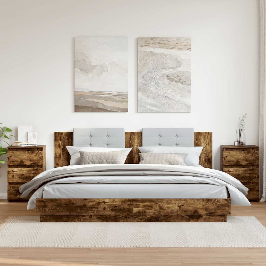 Nattbord 2 stk røkt eik 40x35x62,5 cm konstruert tre