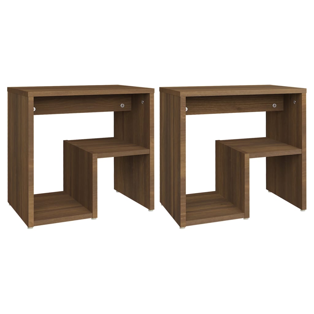 Nattbord 2 stk brun eik 40x30x40 cm konstruert tre