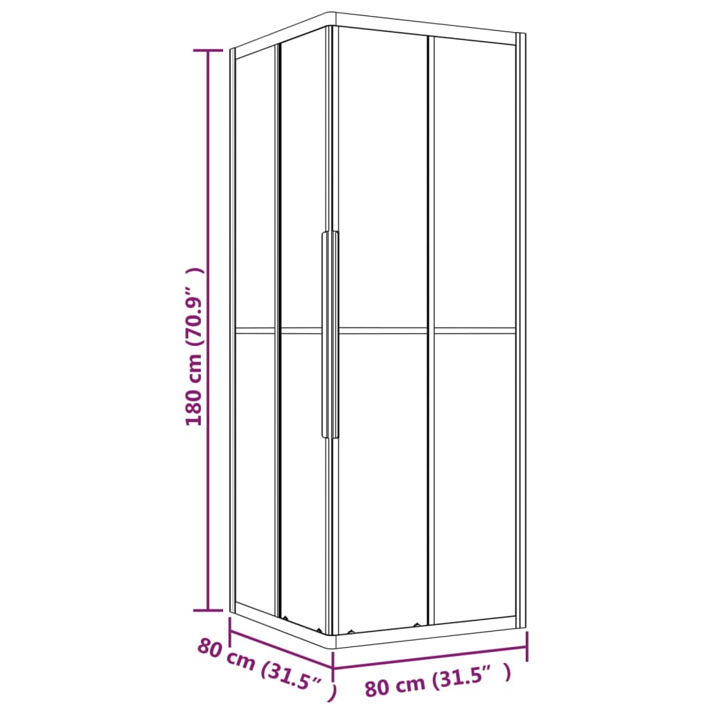 Dusjkabinett striper ESG 80x80x180 cm svart vidaXL