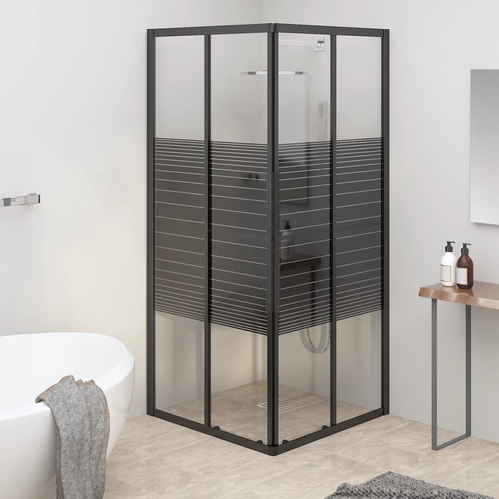 Dusjkabinett striper ESG 80x80x180 cm svart vidaXL