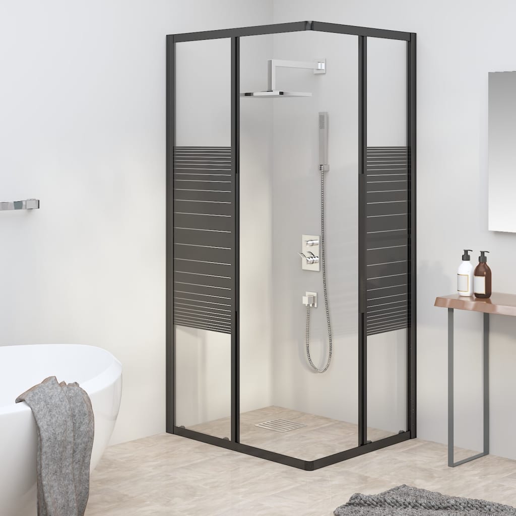 Dusjkabinett striper ESG 90x70x180 cm svart vidaXL