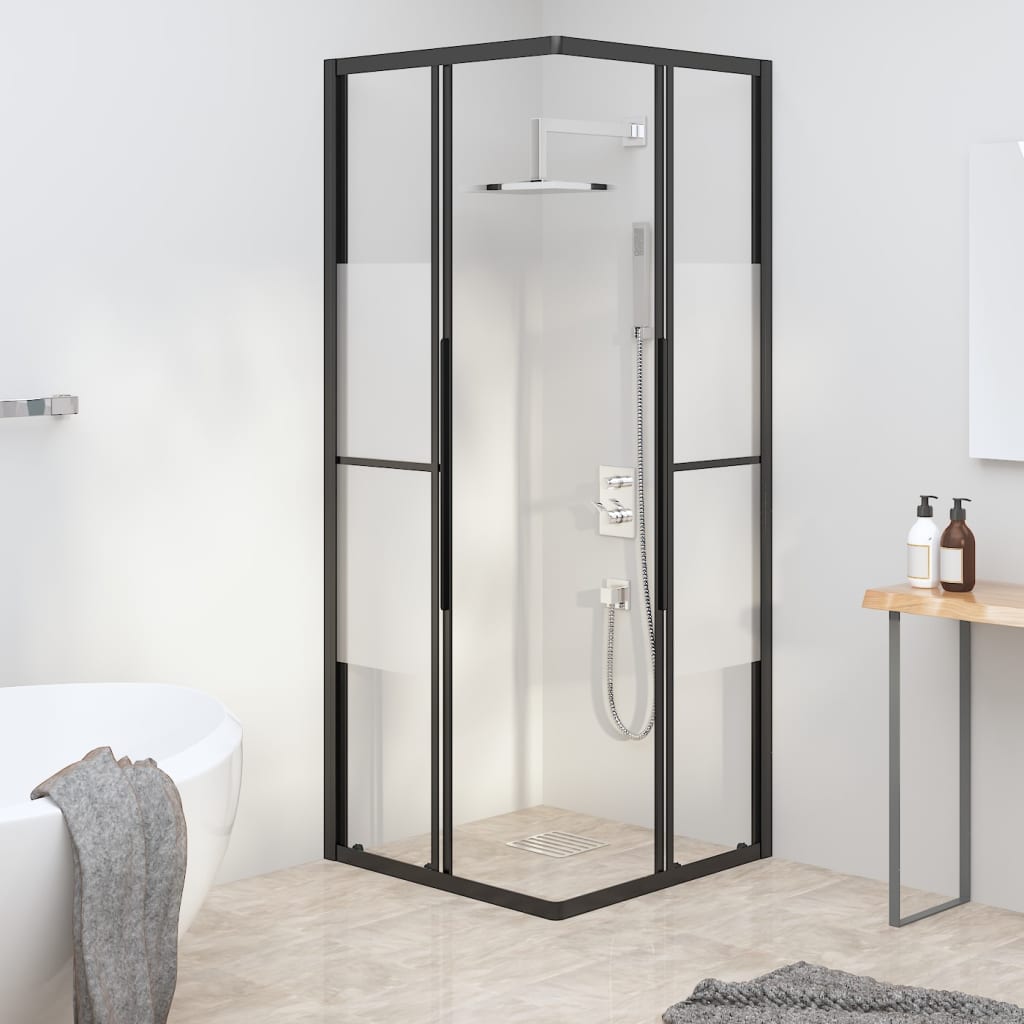 Dusjkabinett halvfrostet ESG 80x80x180 cm svart