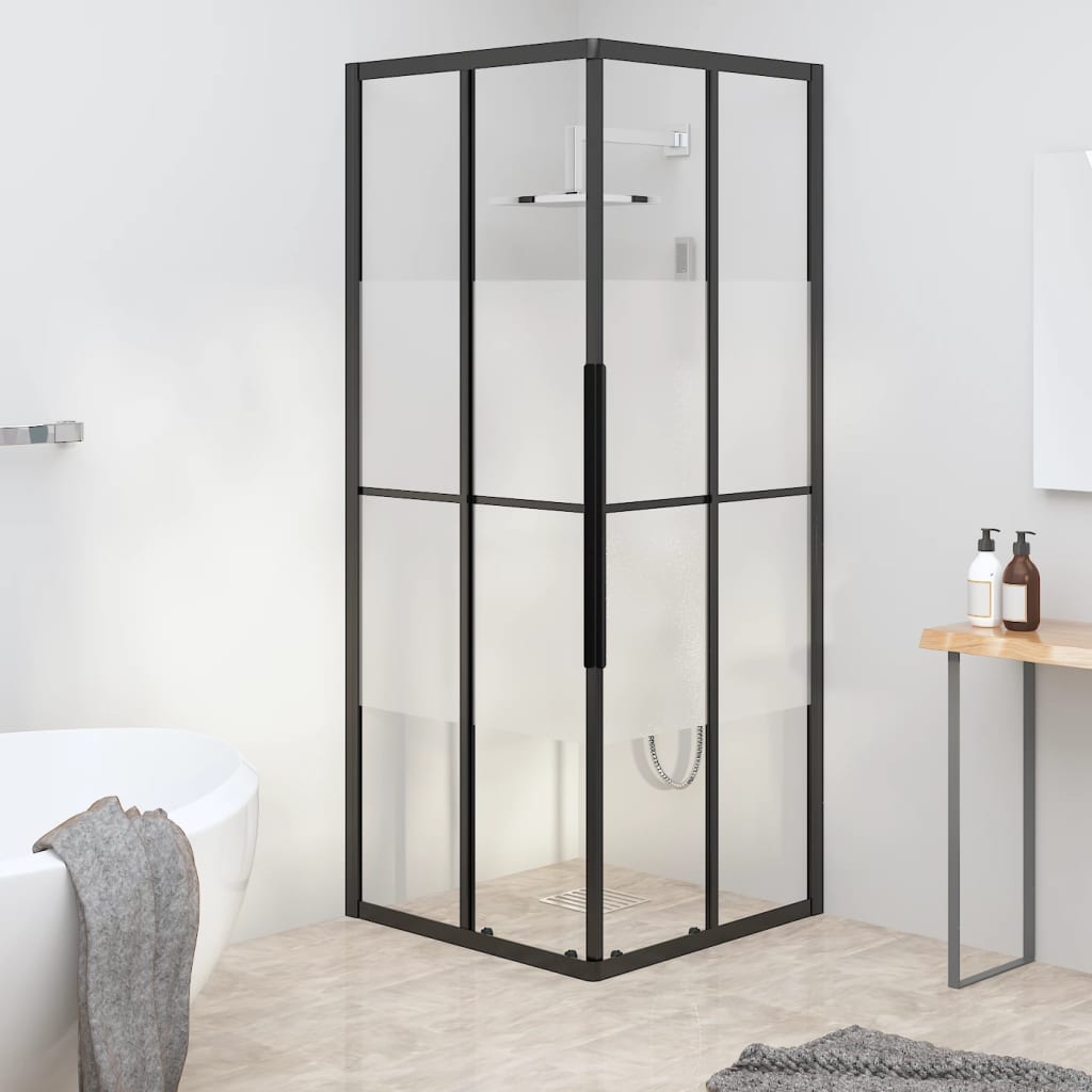 Dusjkabinett halvfrostet ESG 80x80x180 cm svart