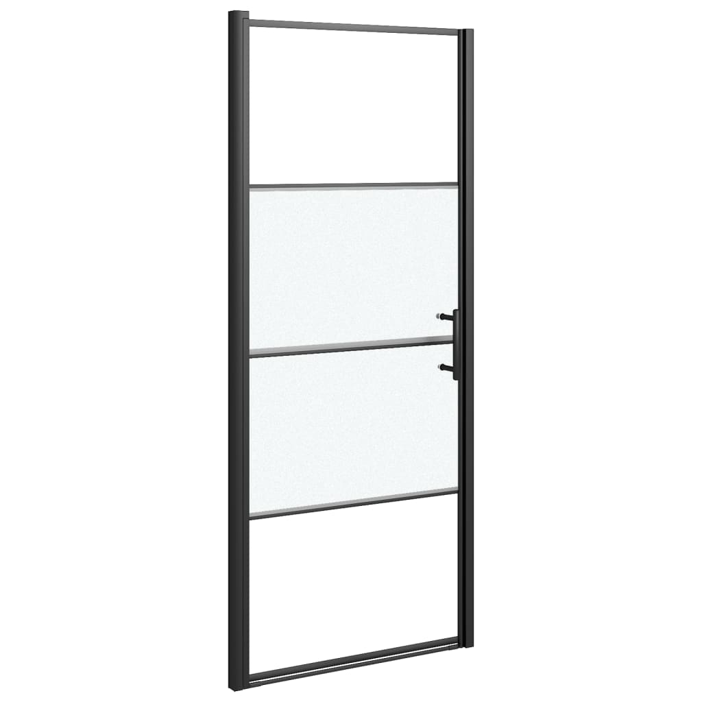 Dusjdør 81x195 cm halvfrostet herdet glass svart