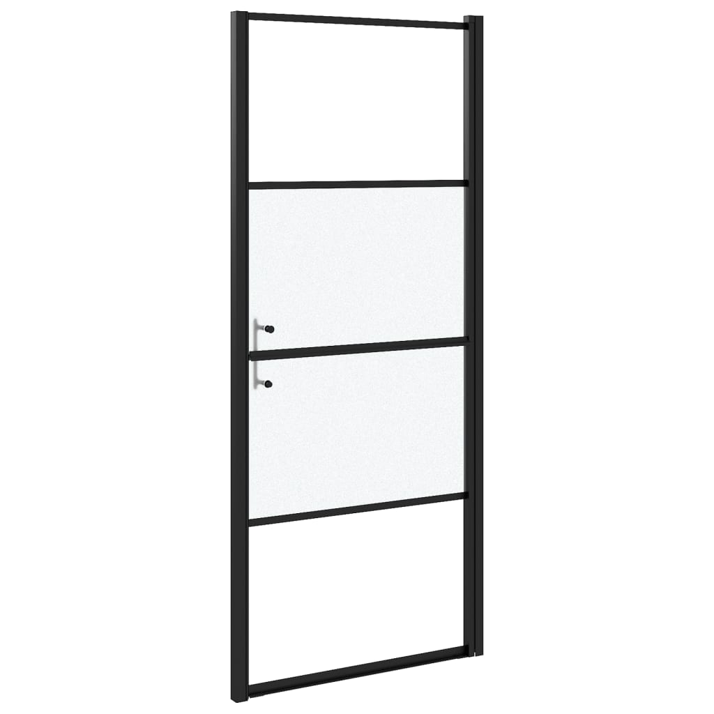 Dusjdør 81x195 cm halvfrostet herdet glass svart