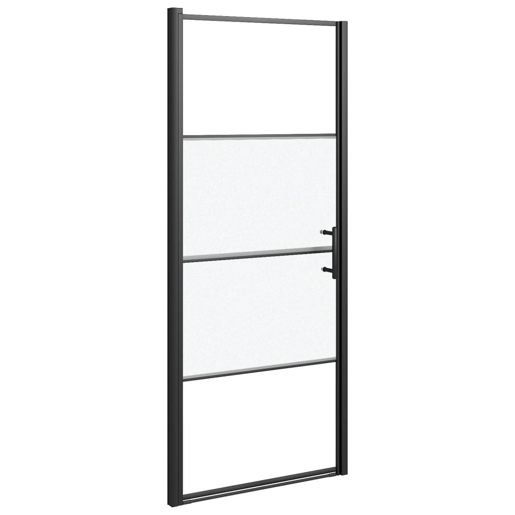 Dusjdør 91x195 cm halvfrostet herdet glass svart