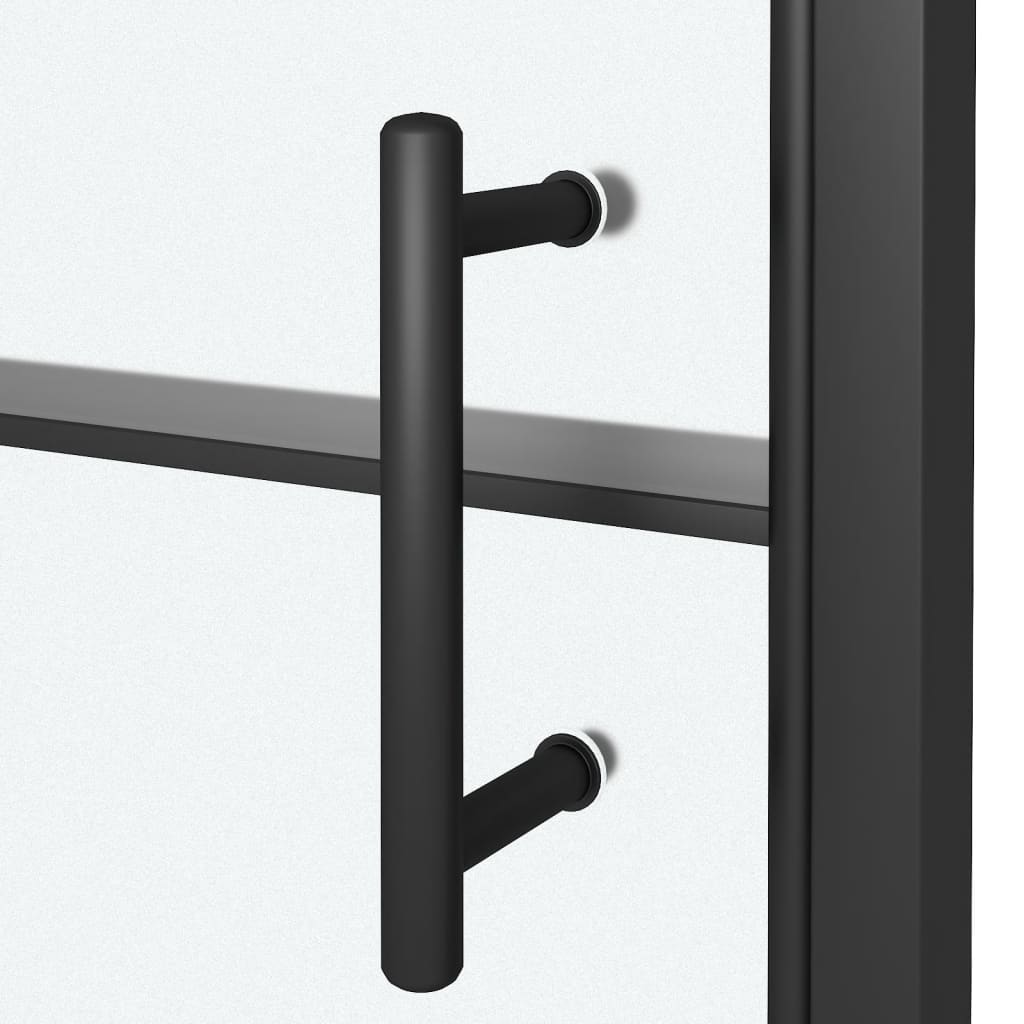 Dusjdør 91x195 cm halvfrostet herdet glass svart