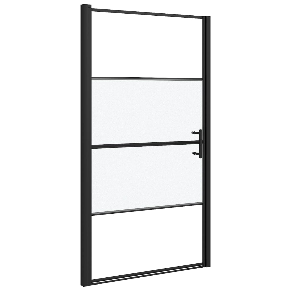 Dusjdør 100x178 cm halvfrostet herdet glass svart
