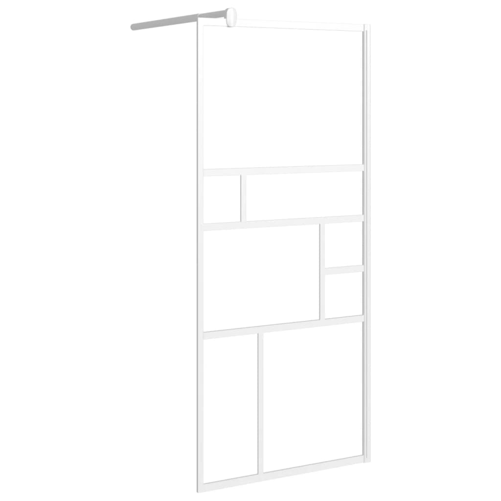 Dusjvegg 90x195 cm ESG-glass hvit
