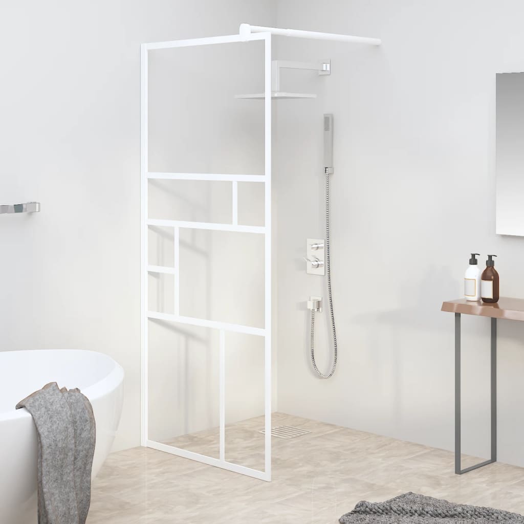 Dusjvegg 90x195 cm ESG-glass hvit