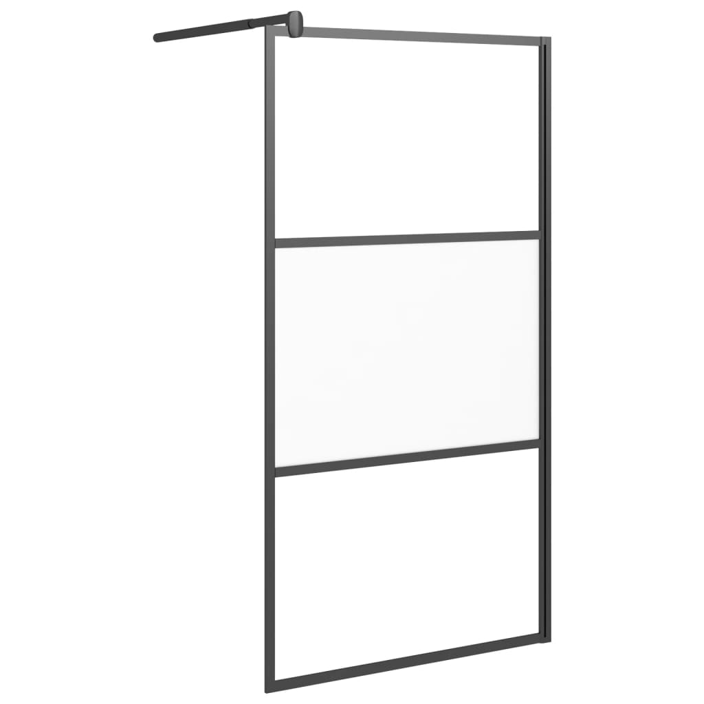 Dusjvegg 100x195 cm halvfrostet ESG-glass svart