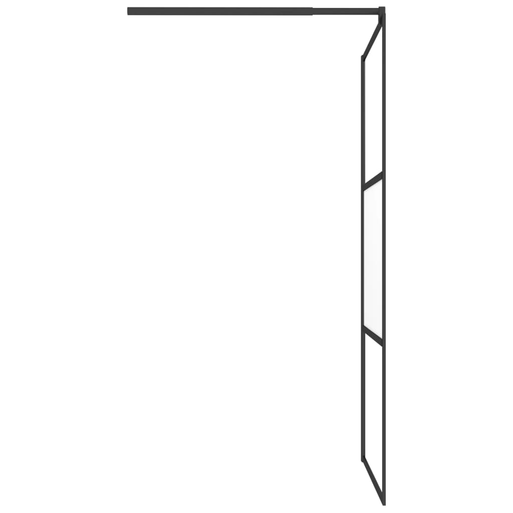 Dusjvegg 100x195 cm halvfrostet ESG-glass svart