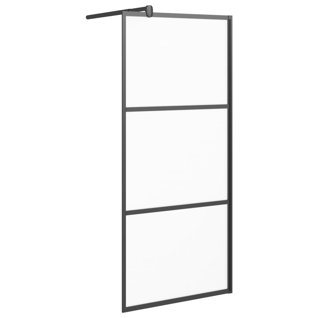Dusjvegg 80x195 cm frostet ESG glass svart