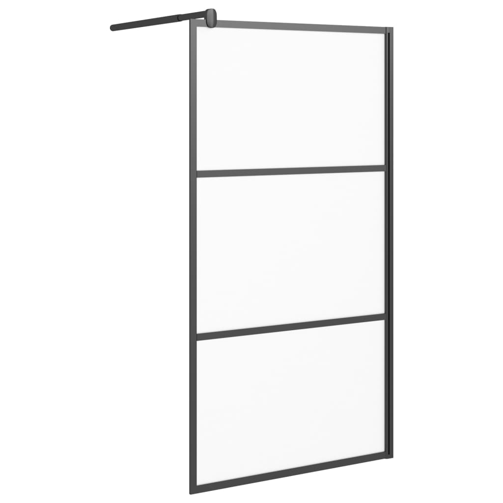Dusjvegg 100x195 cm frostet ESG-glass svart