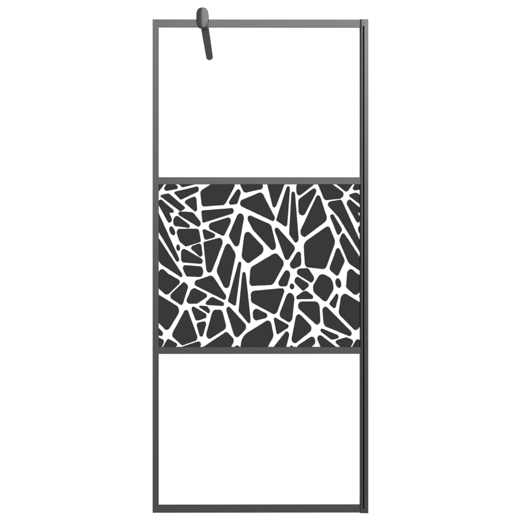 Dusjvegg 90x195 cm ESG-glass med steindesign svart