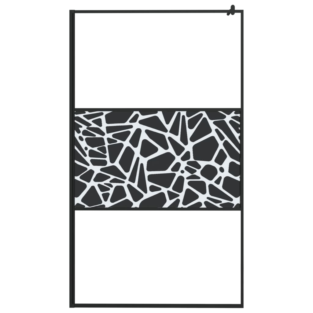 Dusjvegg 115x195 cm ESG-glass med steindesign svart
