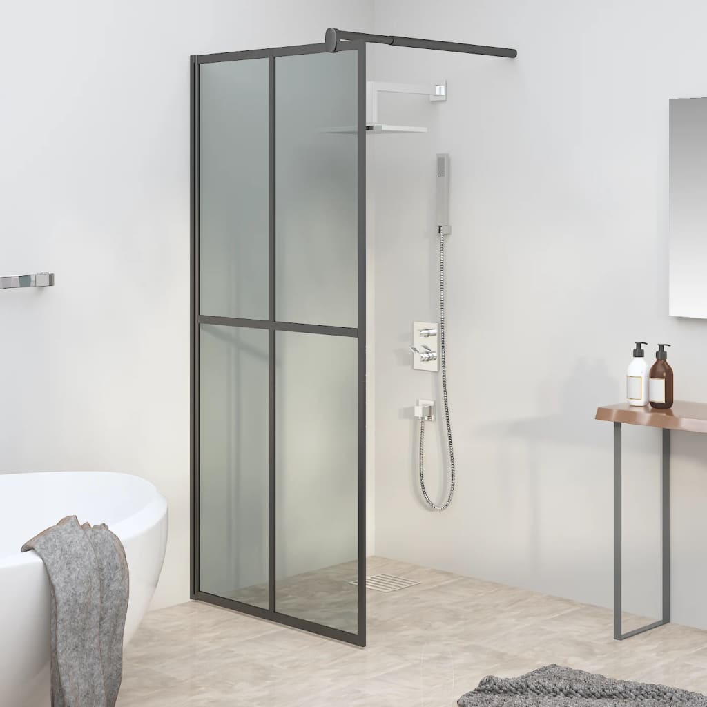 Dusjvegg 90x195 cm mørkt herdet glass