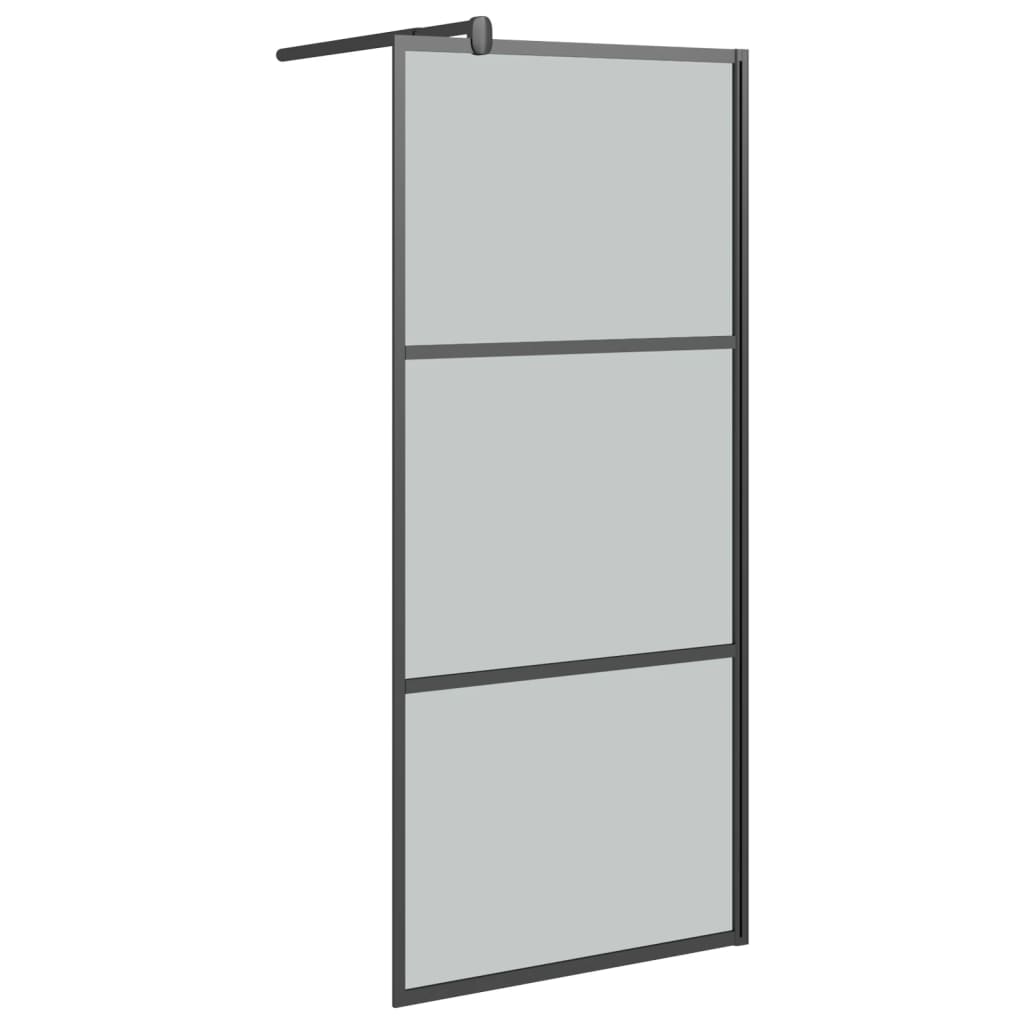 Dusjvegg 80x195 cm mørkt ESG-glass svart