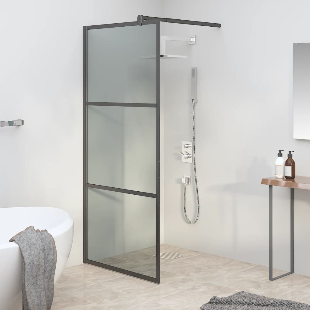 Dusjvegg 80x195 cm mørkt ESG-glass svart