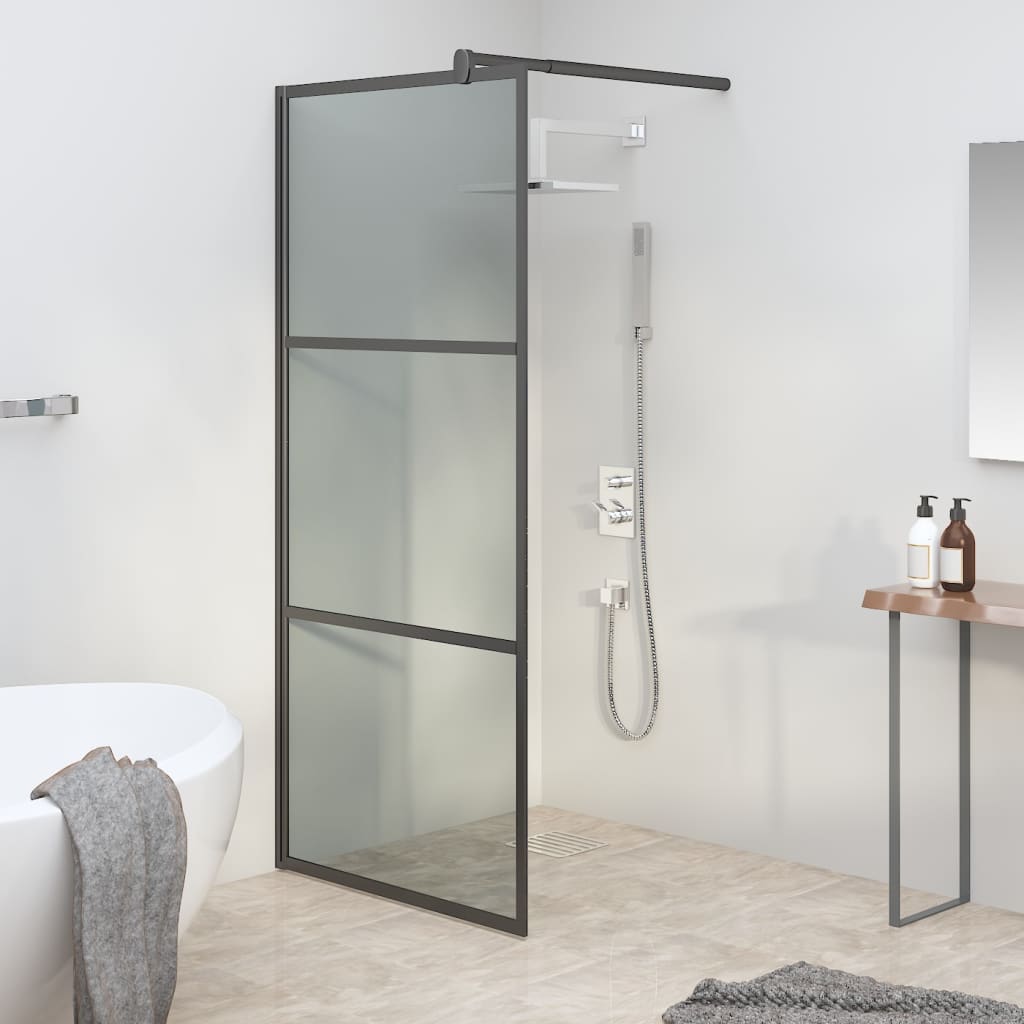 Dusjvegg 90x195 cm mørkt ESG-glass svart