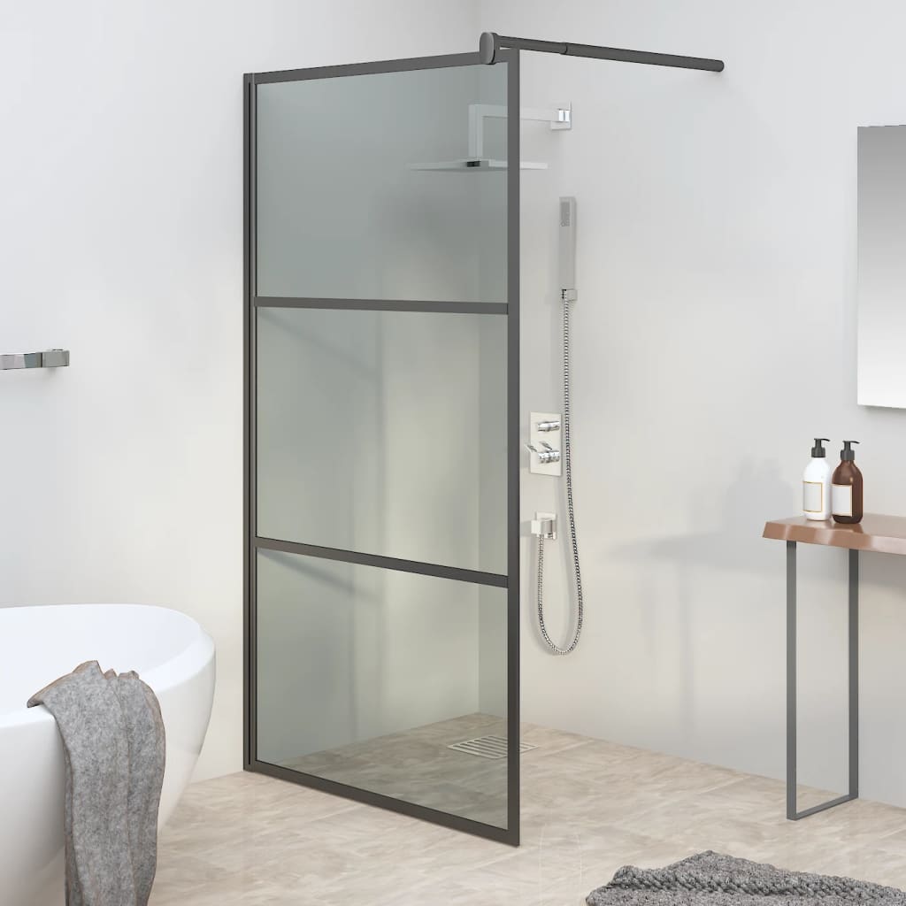 Dusjvegg 115x195 cm mørkt ESG-glass svart