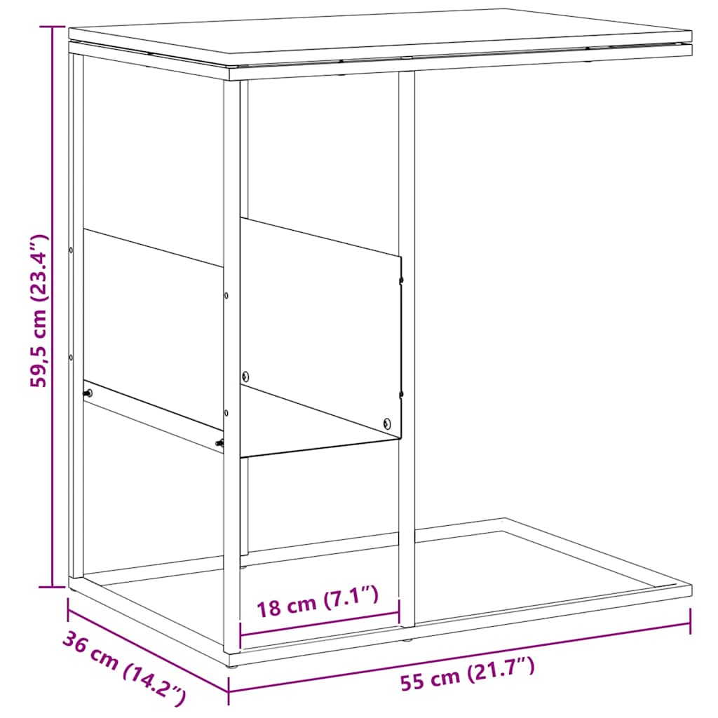 Sidebord svart 55x36x59,5 cm konstruert tre
