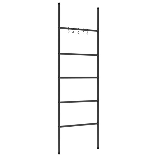 Håndklestativstige med 5 nivåer svart 58x175 cm jern