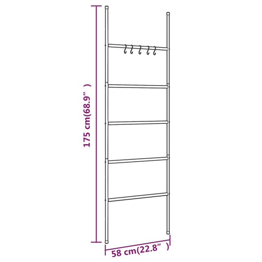 Håndklestativstige med 5 nivåer svart 58x175 cm jern