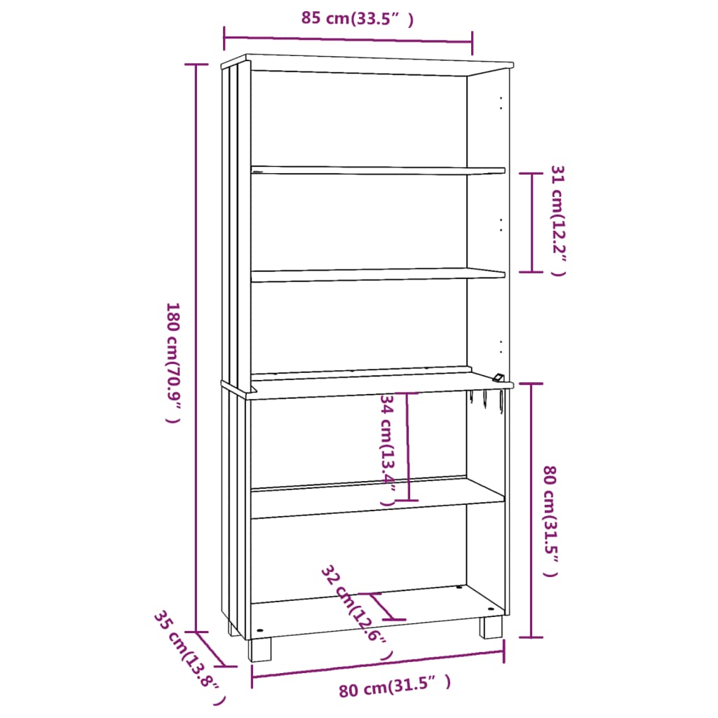 Highboard HAMAR heltre furu honningbrun