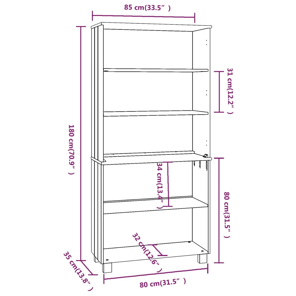 Highboard HAMAR heltre furu hvit