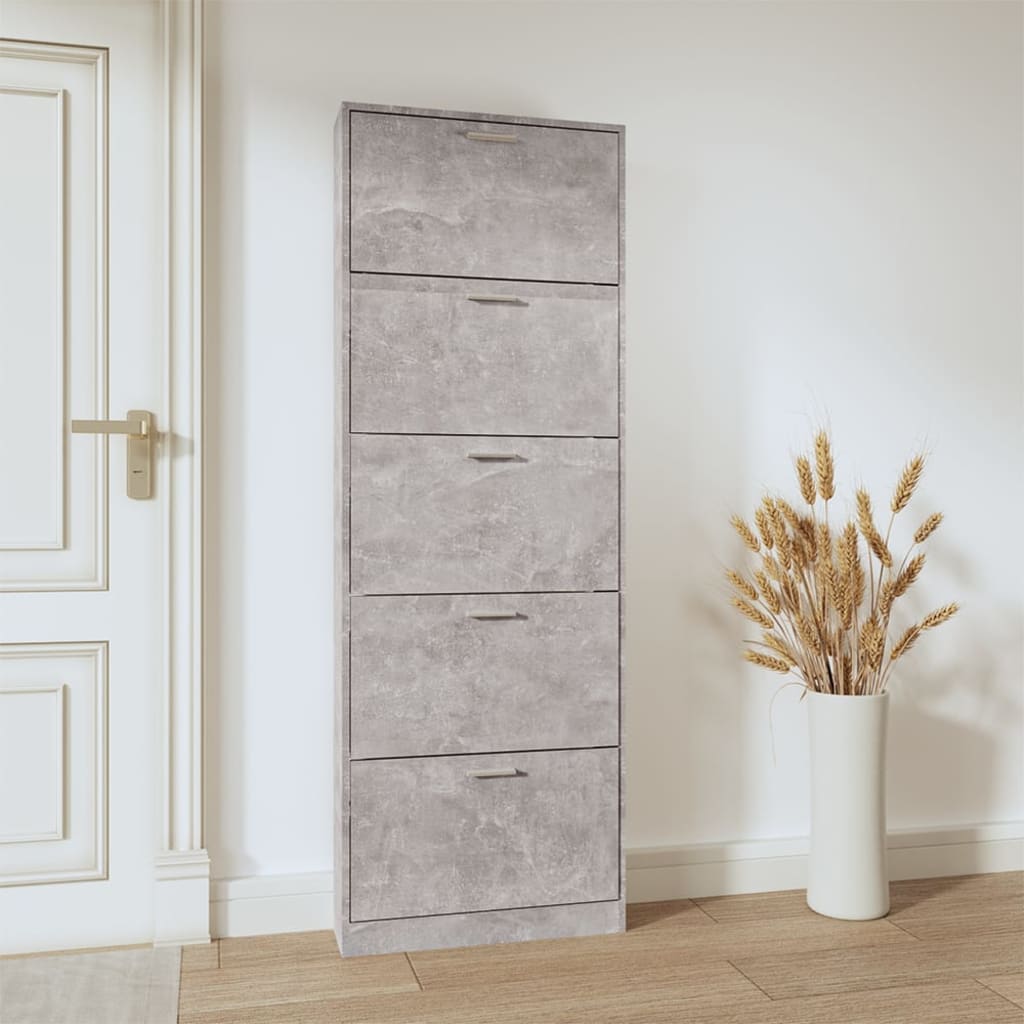 Skoskap betonggrå 59x17x169 cm konstruert tre