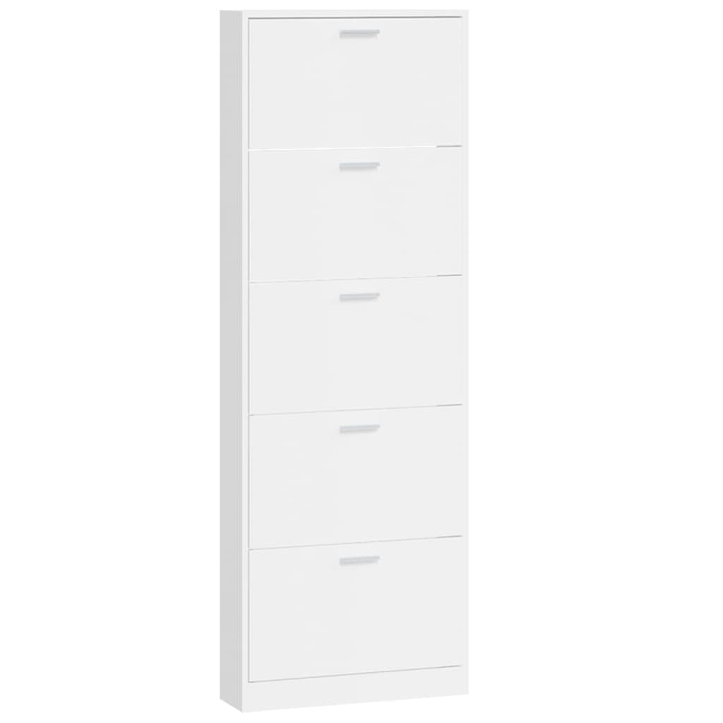 Skoskap høyglans hvit 59x17x169 cm konstruert tre