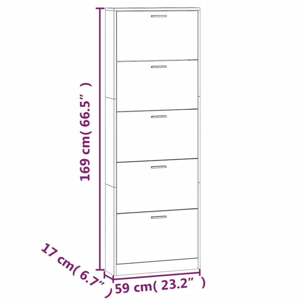 Skoskap røkt eik 59x17x169 cm konstruert tre