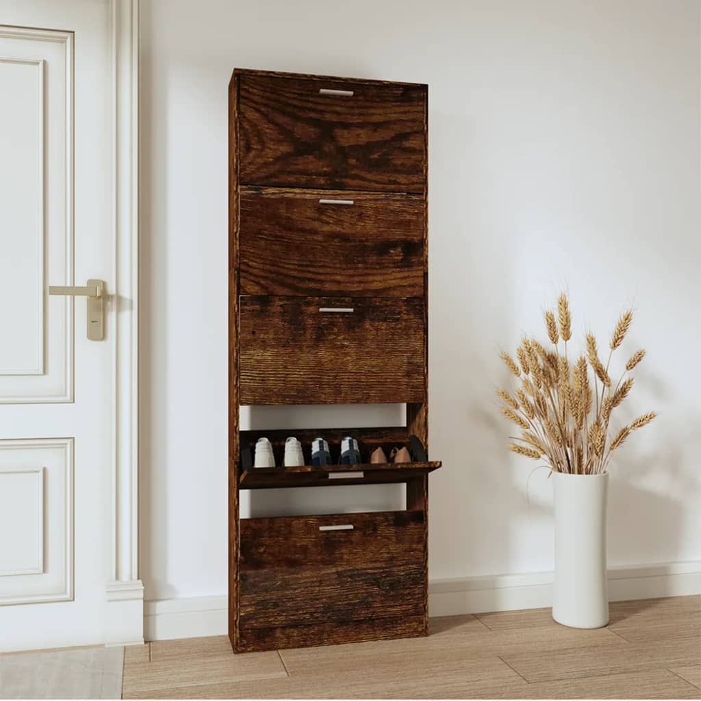 Skoskap røkt eik 59x17x169 cm konstruert tre