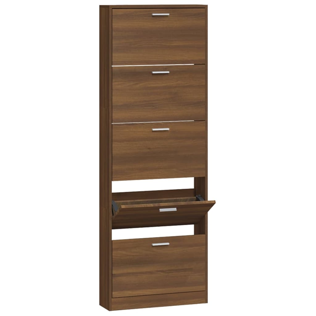 Skoskap brun eik 59x17x169 cm konstruert tre