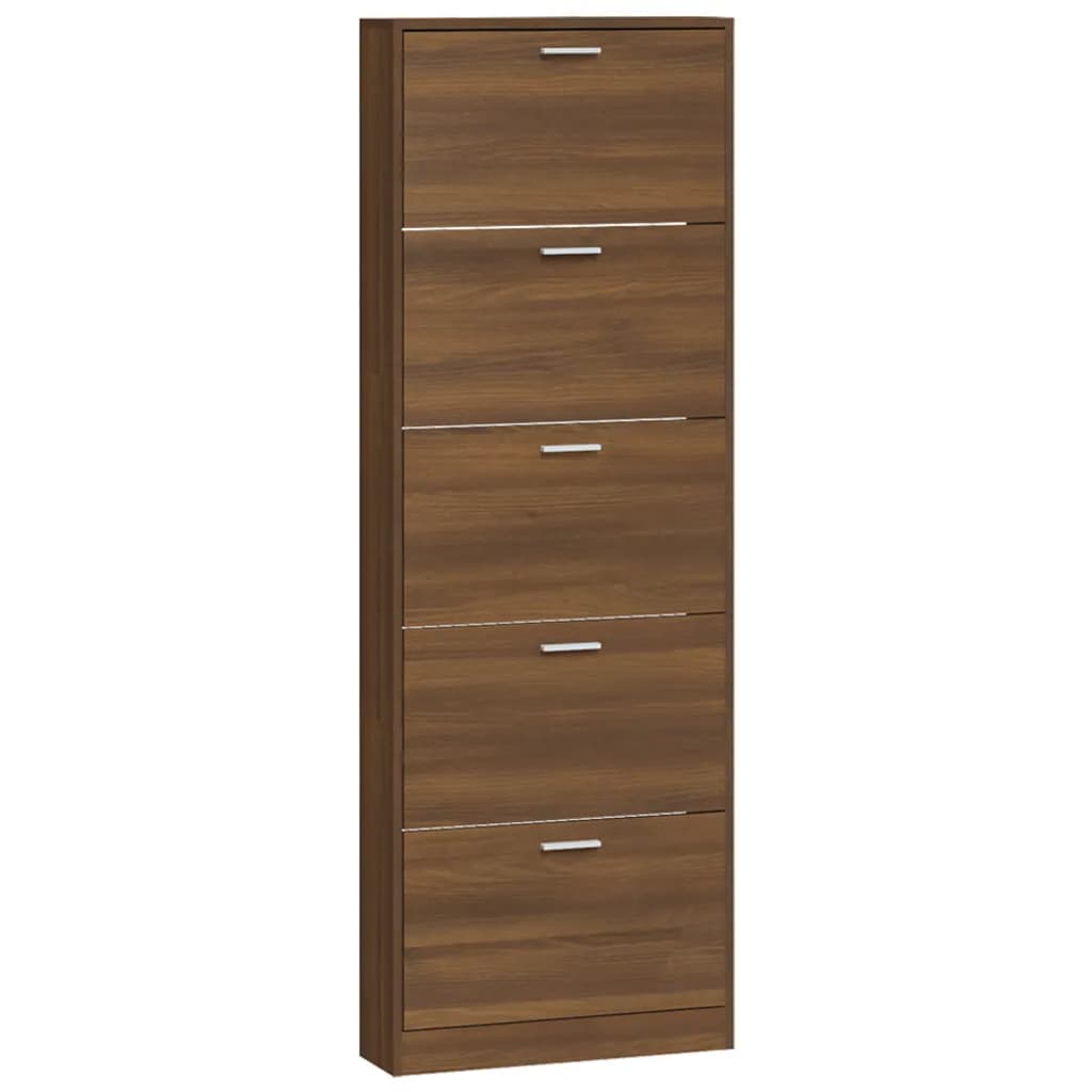 Skoskap brun eik 59x17x169 cm konstruert tre