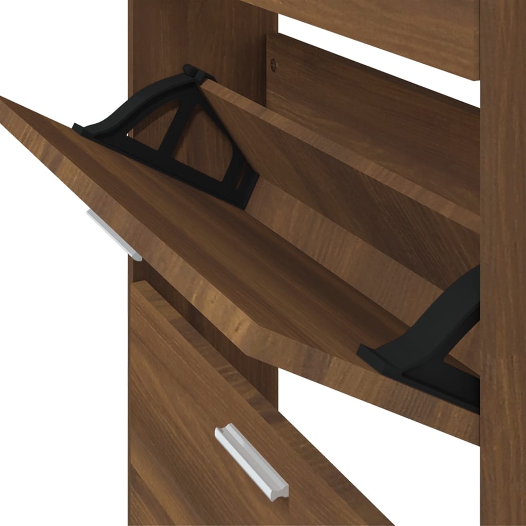 Skoskap brun eik 59x17x169 cm konstruert tre