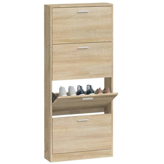 Skoskap eik 59x17x150 cm konstruert tre