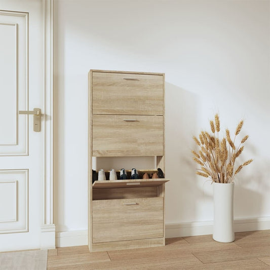 Skoskap eik 59x17x150 cm konstruert tre