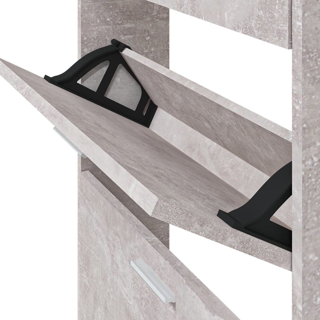 Skoskap betonggrå 59x17x150 cm konstruert tre