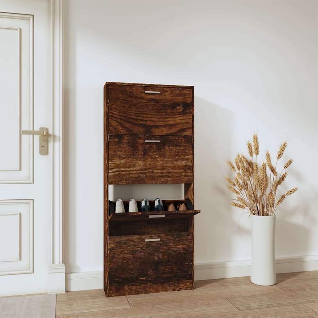 Skoskap røkt eik 59x17x150 cm konstruert tre vidaXL