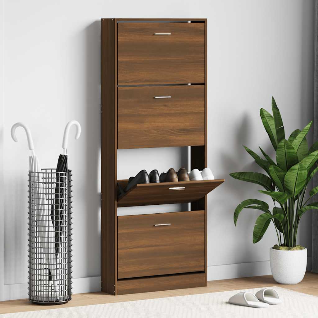 Skoskap brun eik 59x17x150 cm konstruert tre