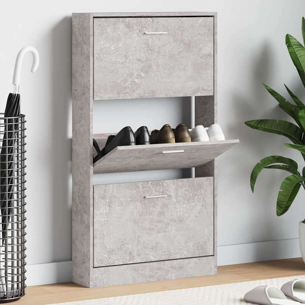 Skoskap betonggrå 59x17x108 cm konstruert tre