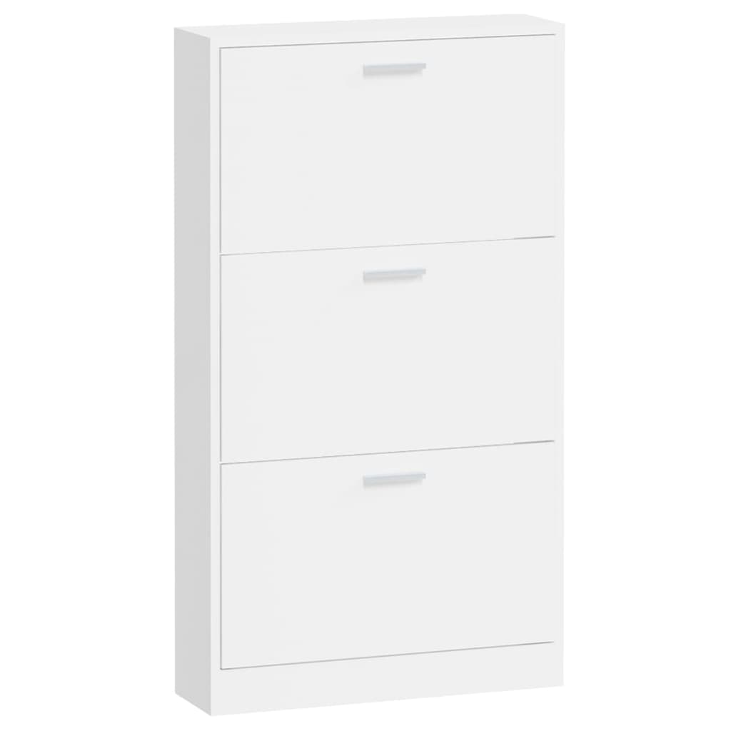 Skoskap høyglans hvit 59x17x108 cm konstruert tre