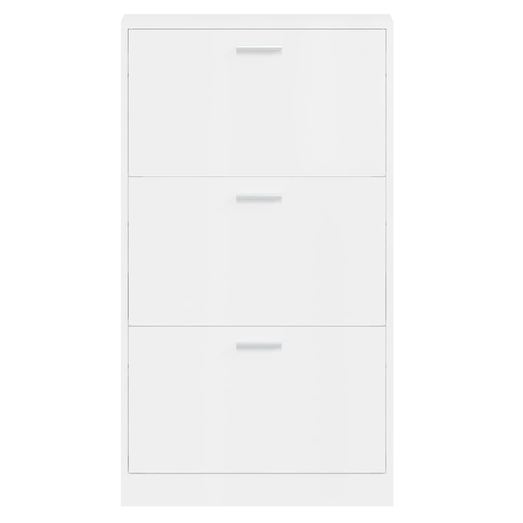 Skoskap høyglans hvit 59x17x108 cm konstruert tre