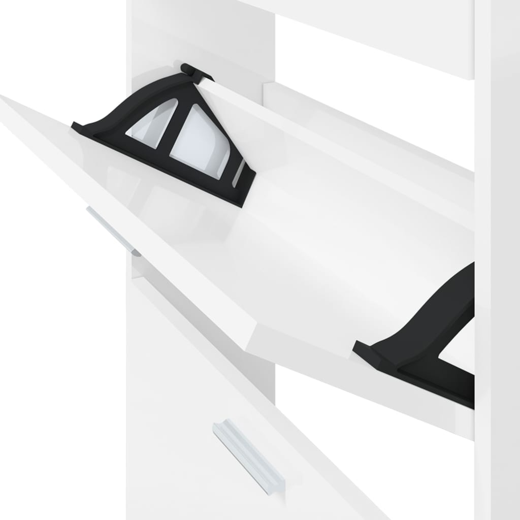 Skoskap høyglans hvit 59x17x108 cm konstruert tre